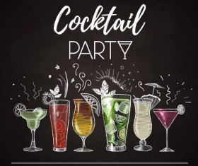 Cocktail poster template dark styles vector 06
