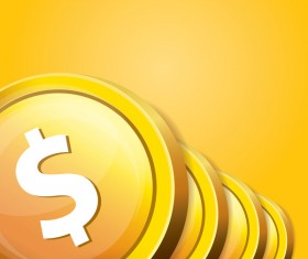Coins with golden business template vector 01