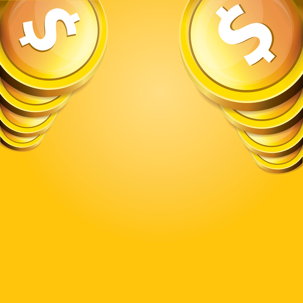 Coins with golden business template vector 02