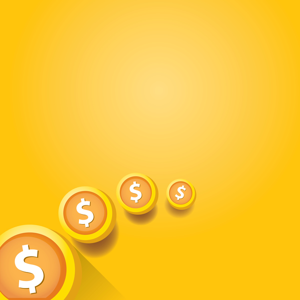 Coins with golden business template vector 03