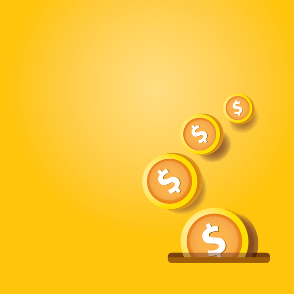 Coins with golden business template vector 04