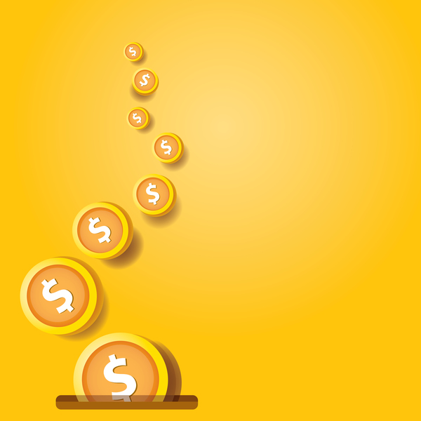 Coins with golden business template vector 05
