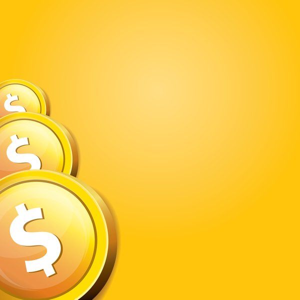 Coins with golden business template vector 06