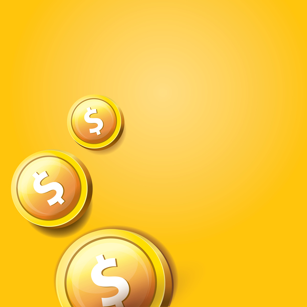 Coins with golden business template vector 09