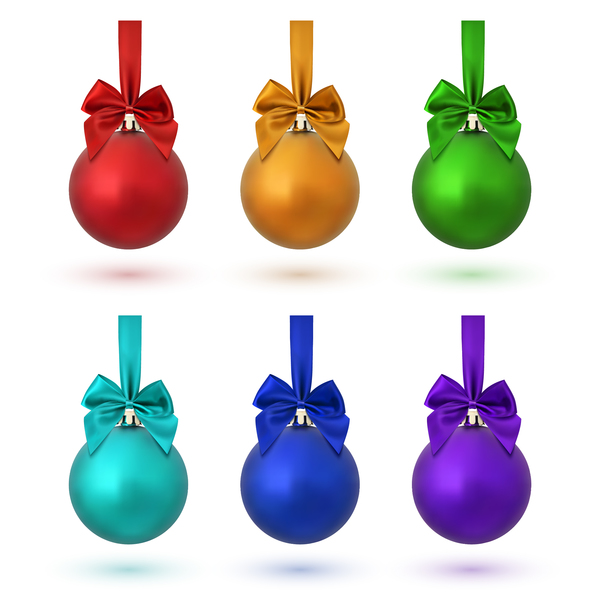 Colored christmas ball wiht bow vector