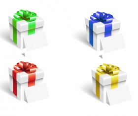 Colored ribbon bow with gift boxs vector 01
