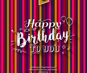 Colorful pinstripe birthday card vectors