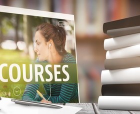 Computers and books Stock Photo