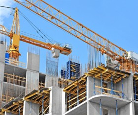 Construction of buildings and cranes Stock Photo 01