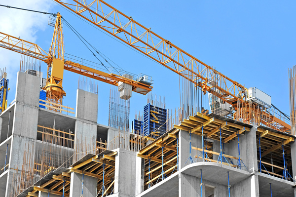 Construction of buildings and cranes Stock Photo 01