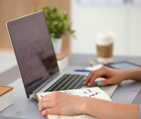 Contrast information to business ladies Stock Photo