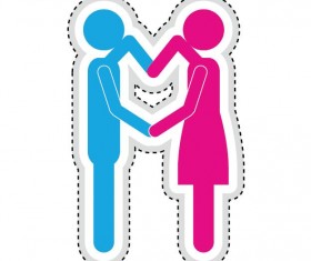 Couple romantic icons set 01