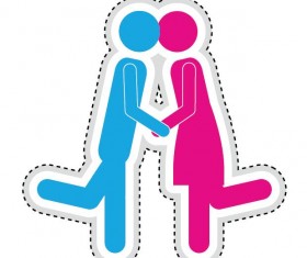 Couple romantic icons set 02