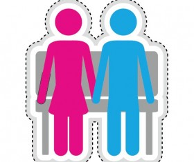Couple romantic icons set 04