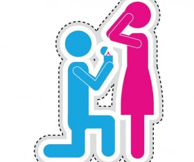 Couple romantic icons set 05