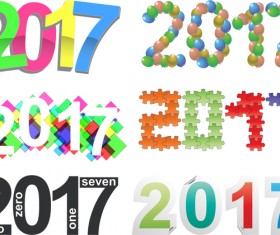 Creative 2017 text design vector material