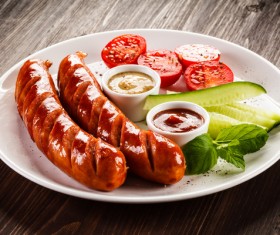 Cucumber with tomato grilled sausage Stock Photo 01