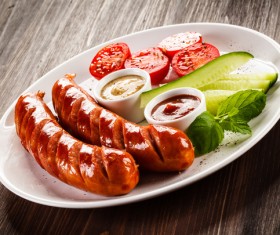 Cucumber with tomato grilled sausage Stock Photo 02