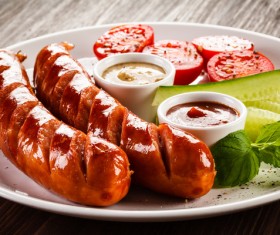 Cucumber with tomato grilled sausage Stock Photo 05