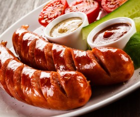 Cucumber with tomato grilled sausage Stock Photo 06