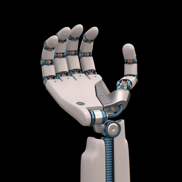 Curved Robot hand Stock Photo