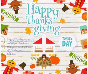 Cute thanksgiving card vector material 01