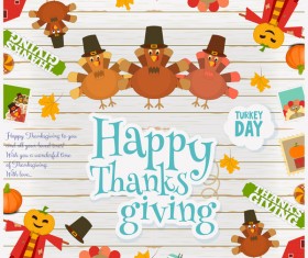 Cute thanksgiving card vector material 02