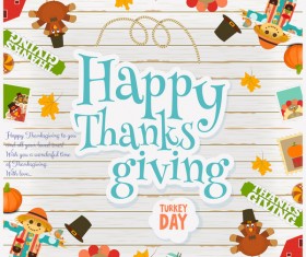 Cute thanksgiving card vector material 03