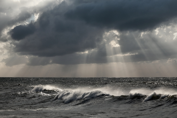 Dark clouds and the sea Stock Photo