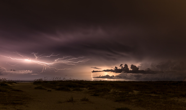 Dark lightning natural landscape Stock Photo