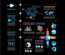 Dark timeline infographic vector material 01