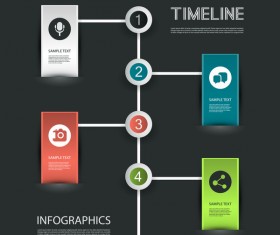Dark timeline infographic vector material 02