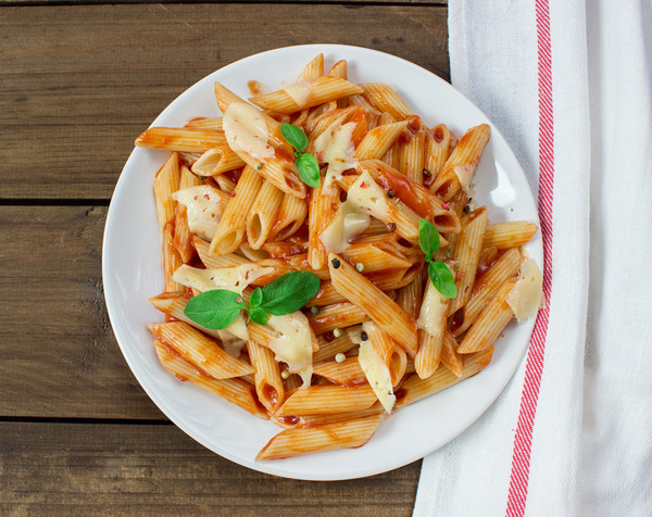 Delicious Italian pasta and tablecloth Stock Photo 02