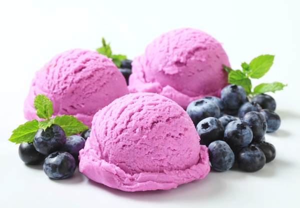 Delicious blueberry ice cream Stock Photo