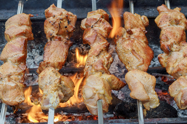 Delicious char-grilled kebabs Stock Photo 01