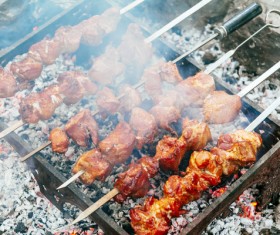 Delicious char-grilled kebabs Stock Photo 03