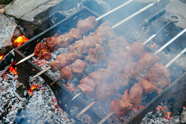 Delicious char-grilled kebabs Stock Photo 04