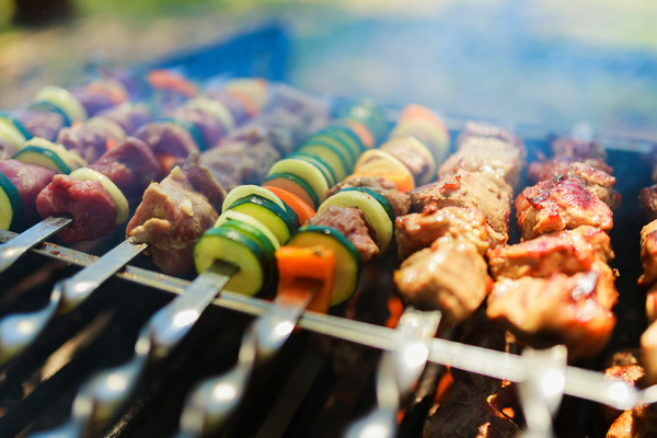 Delicious char-grilled kebabs Stock Photo 05
