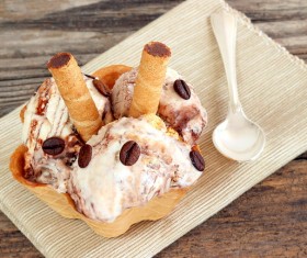 Delicious ice cream with coffee beans Stock Photo