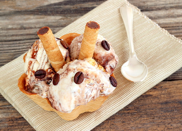 Delicious ice cream with coffee beans Stock Photo