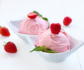 Delicious ice cream with fruit Stock Photo