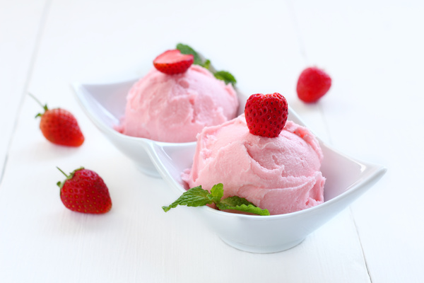 Delicious ice cream with fruit Stock Photo