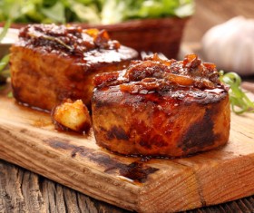 Delicious savory steak with sauces HD picture