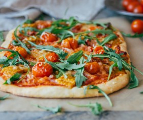 Delicious tomato pizzas Stock Photo