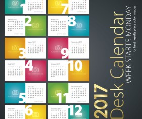 Desk calendar 2017 colored vector