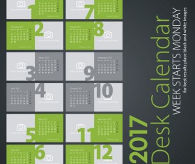 Desk calendar 2017 light green colored vectors