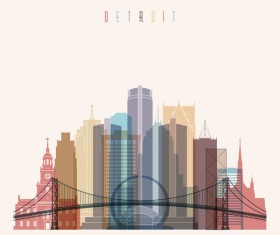 Detroit building vector illustration