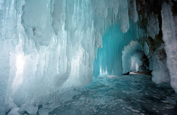 Different colors of the ice cave Stock Photo