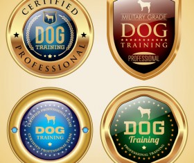 Dog training badges golden vector