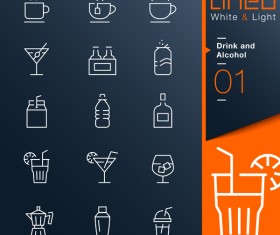 Drink and alcohol lines icons 01